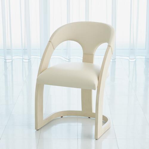 Delia Dining Chair-Antique White-Milk Leather