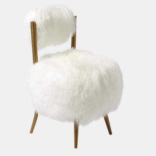hailey chair-mongolian lamb-white
