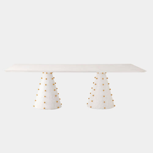 spheres rectangle dining table-white