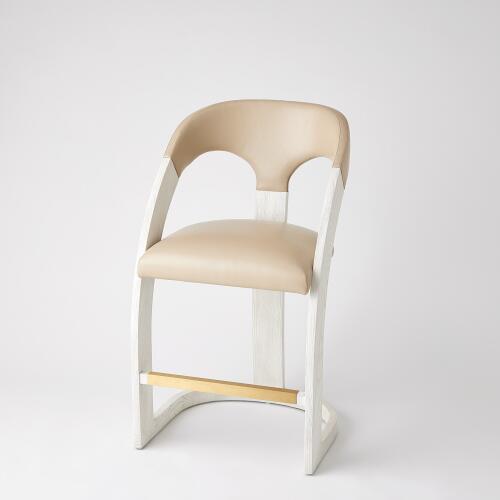 Delia Counter Stool-White Burl-Muslin