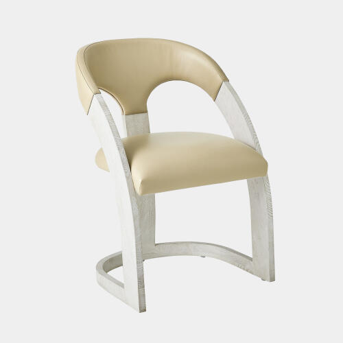 Delia Dining Chair-White Burl-Muslin