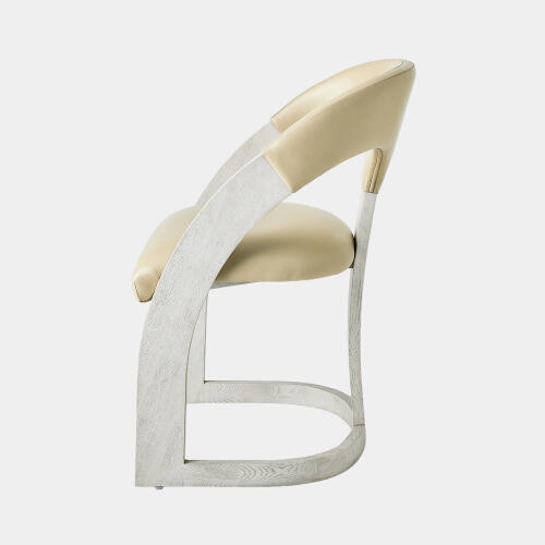 Delia Dining Chair-White Burl-Muslin