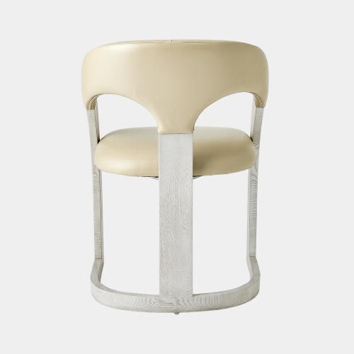 Delia Dining Chair-White Burl-Muslin
