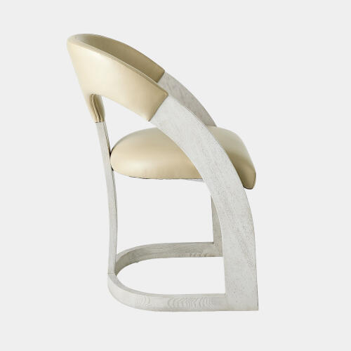 Delia Dining Chair-White Burl-Muslin