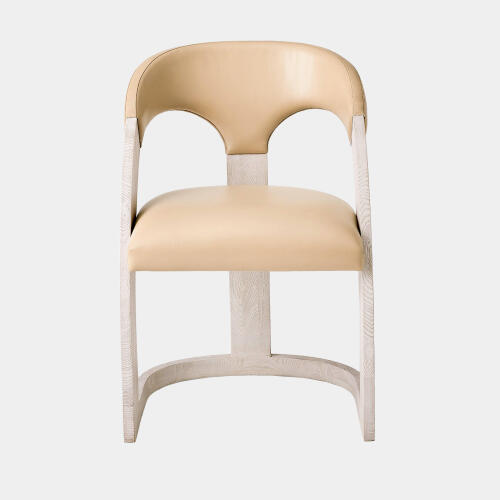 Delia Dining Chair-White Burl-Muslin