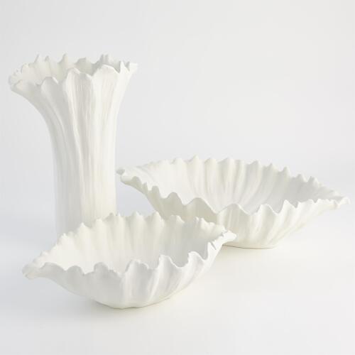 Organic Wave Oval Bowl-White