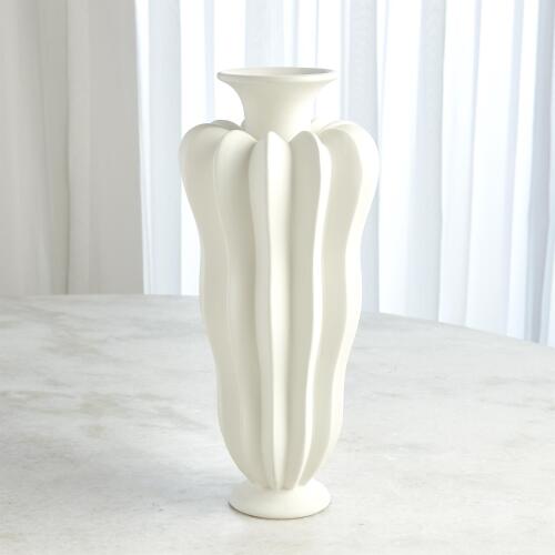 Spicchi Line Vase-Matte White