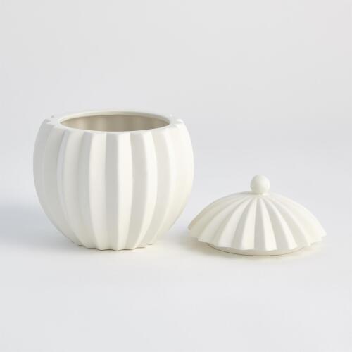 Spicchi Line Bowl w/Lid-Matte White