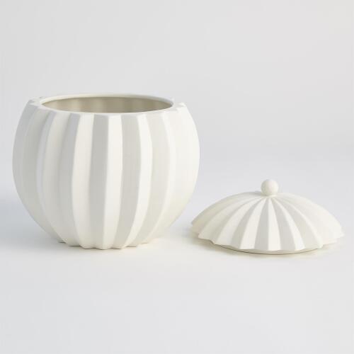 Spicchi Line Bowl w/Lid-Matte White