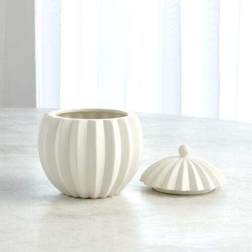 Spicchi Line Bowl w/Lid-Matte White