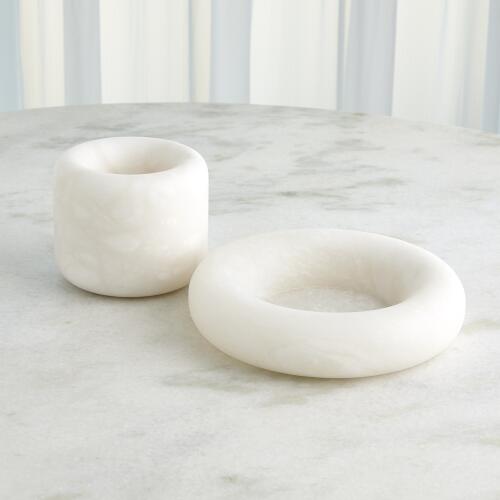 Alabaster Ring Bowl-White-Squat