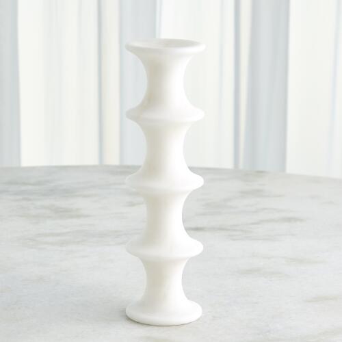 Ridge Alabaster Candlestick-White