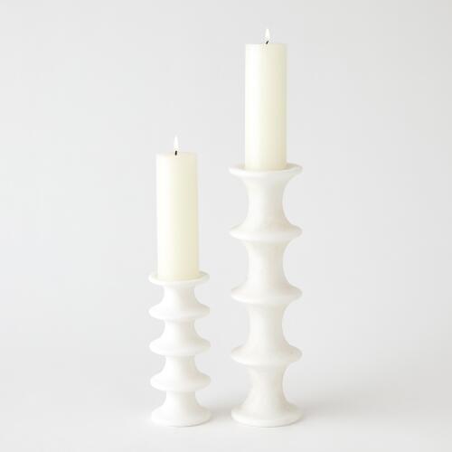 Ridge Alabaster Candlestick-White