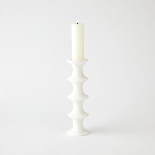 Ridge Alabaster Candlestick-White