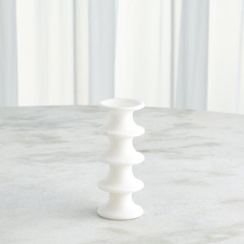 Ridge Alabaster Candlestick-White