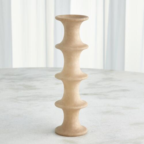Ridge Alabaster Candlestick-Sand