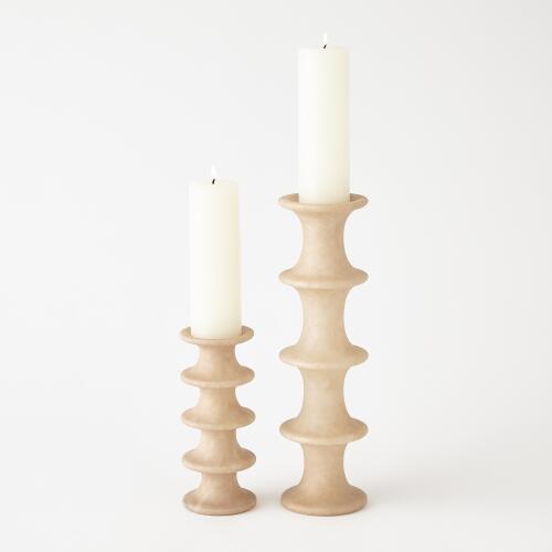 Ridge Alabaster Candlestick-Sand
