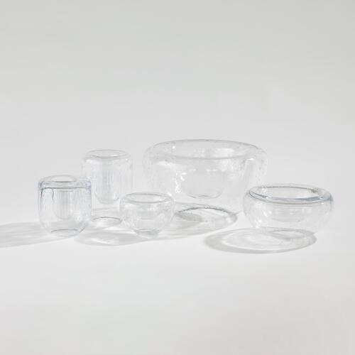 Double Take Vase-Clear Seeded