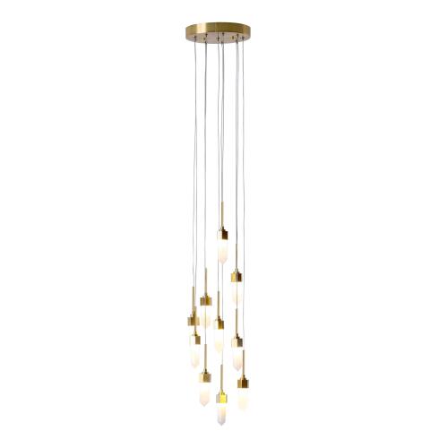 Leo Pendant-10 Drop Round-Satin Brass