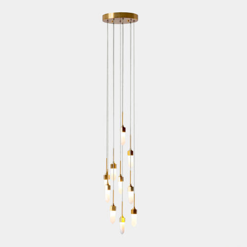 leo pendant-10 drop round-satin brass