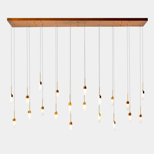 Leo Chandelier-20 Drop Rectangle-Satin Brass