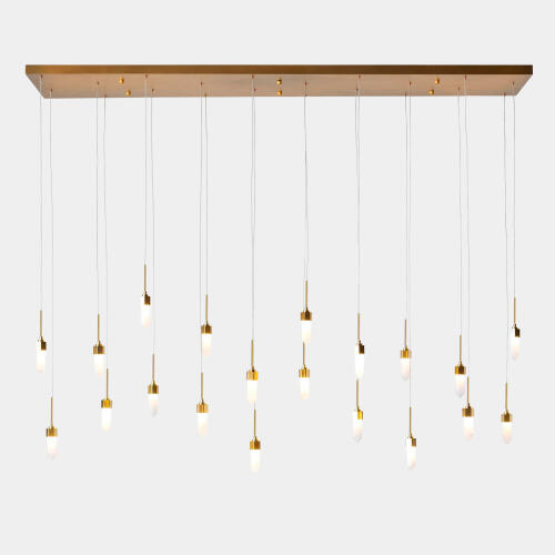 Leo Chandelier-20 Drop Rectangle-Satin Brass