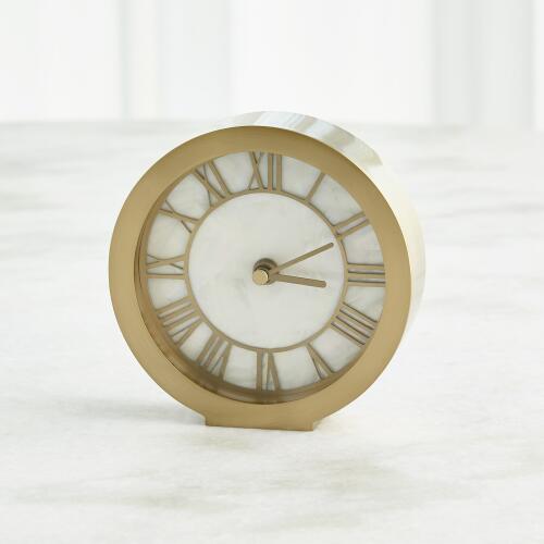 Mother of Pearl Clock-Brass