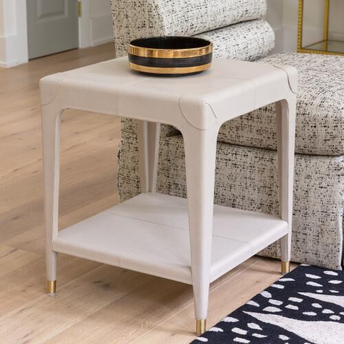 Tiburtina End Table-Mist Leather