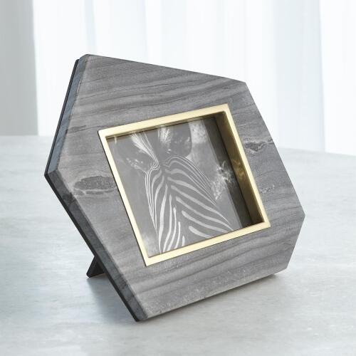 Brass Frame Gray Stone Photo Frame-Vertical-5x7