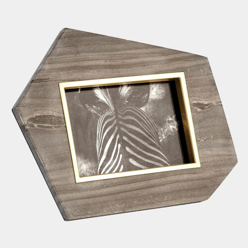 Everly Photo Frame-Gray/Brass-Horizontal-5x7