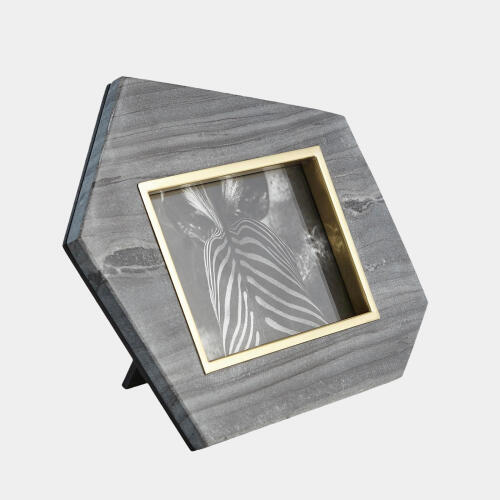 Everly Photo Frame-Gray/Brass-Horizontal-5x7