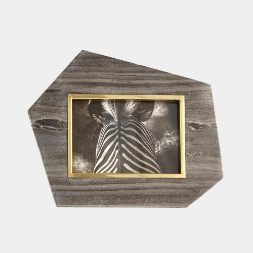 Everly Photo Frame-Gray/Brass-Horizontal-5x7