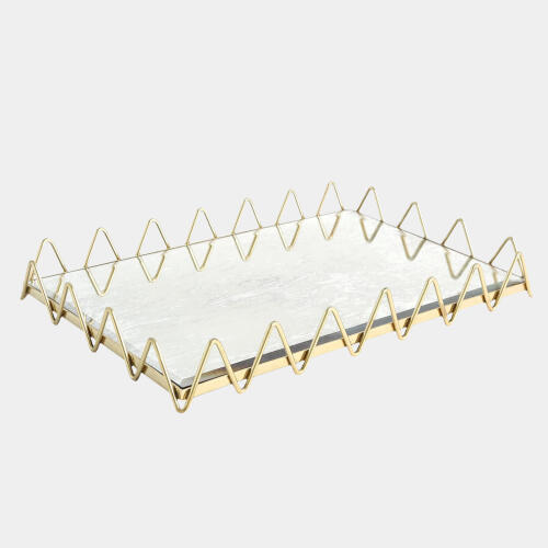 Ric Rac Tray-Gold w/Antique Mirror