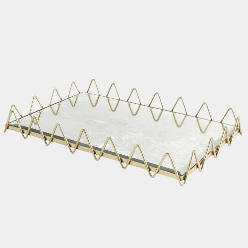 Ric Rac Tray-Gold w/Antique Mirror