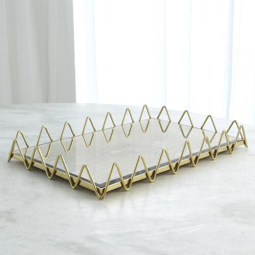 Ric Rac Tray-Gold w/Antique Mirror