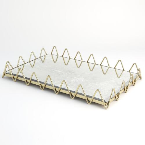 Ric Rac Tray-Gold w/Antique Mirror