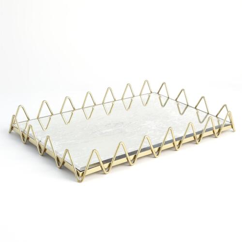 Ric Rac Tray-Gold w/Antique Mirror