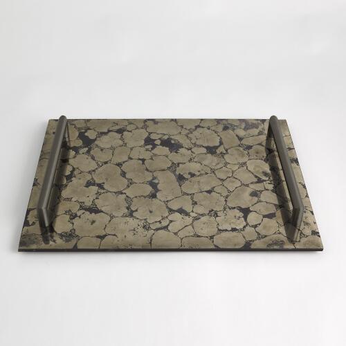 Pyrite Tray w/Bronze Handles