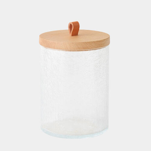 Tina Crackle Glass Canister w/Lid