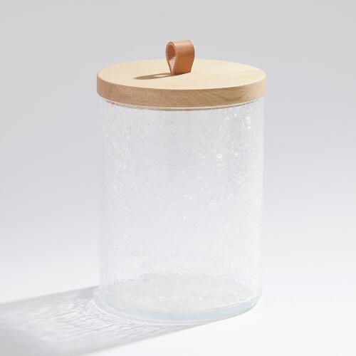 Crackle Glass Canister w/Lid