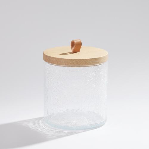 Crackle Glass Canister w/Lid