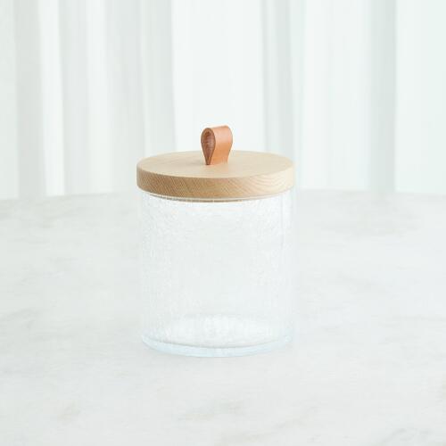 Crackle Glass Canister w/Lid