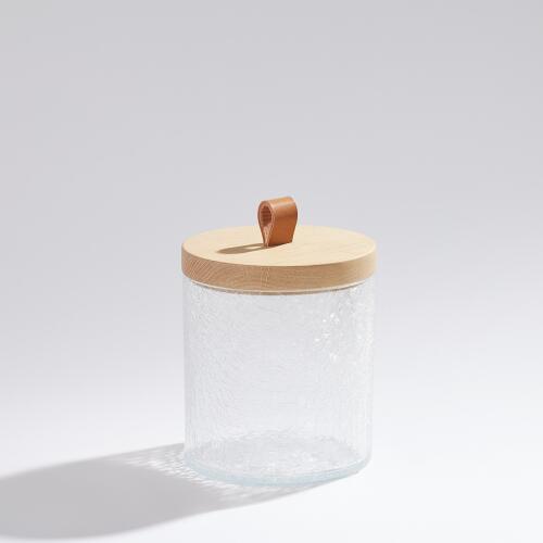 Crackle Glass Canister w/Lid