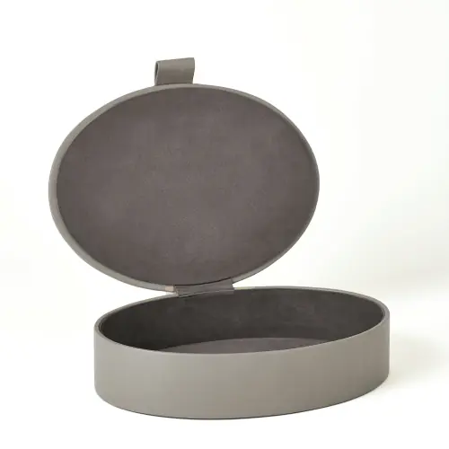 Barrow Signature Oval Leather Box-Marble Gray