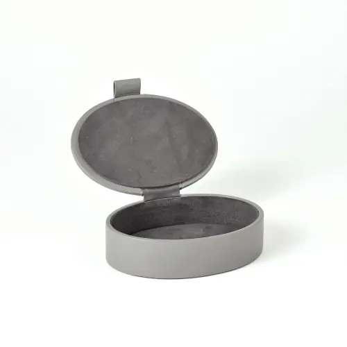 Barrow Signature Oval Leather Box-Marble Gray