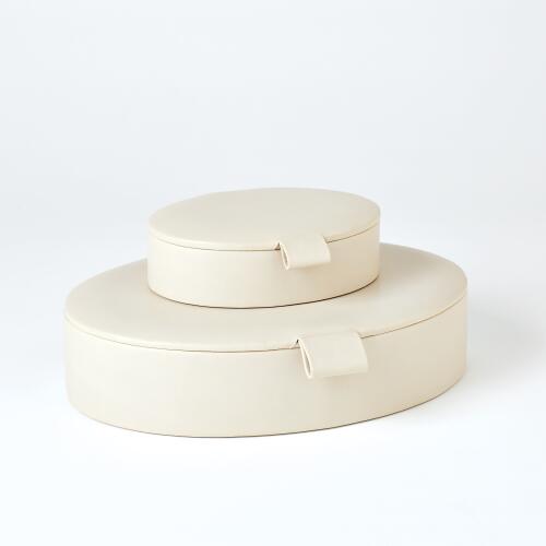 Signature Oval Leather Box-Mist