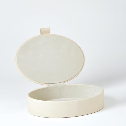 Signature Oval Leather Box-Mist