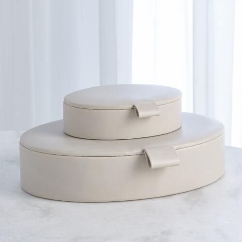 Signature Oval Leather Box-Mist