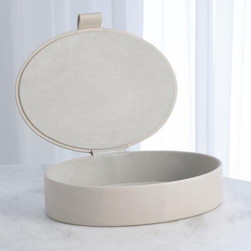 Signature Oval Leather Box-Mist