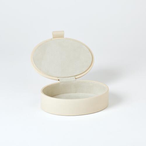Signature Oval Leather Box-Mist